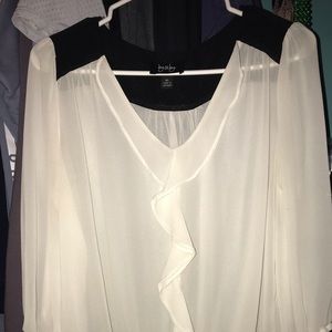 White V-Neck Ruffle Blouse